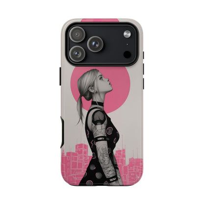 Cyberpunk Pink Neon Girl Portrait