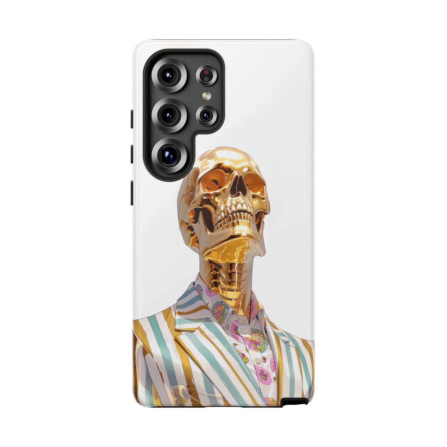 Golden Skeleton Striped Suit Skull