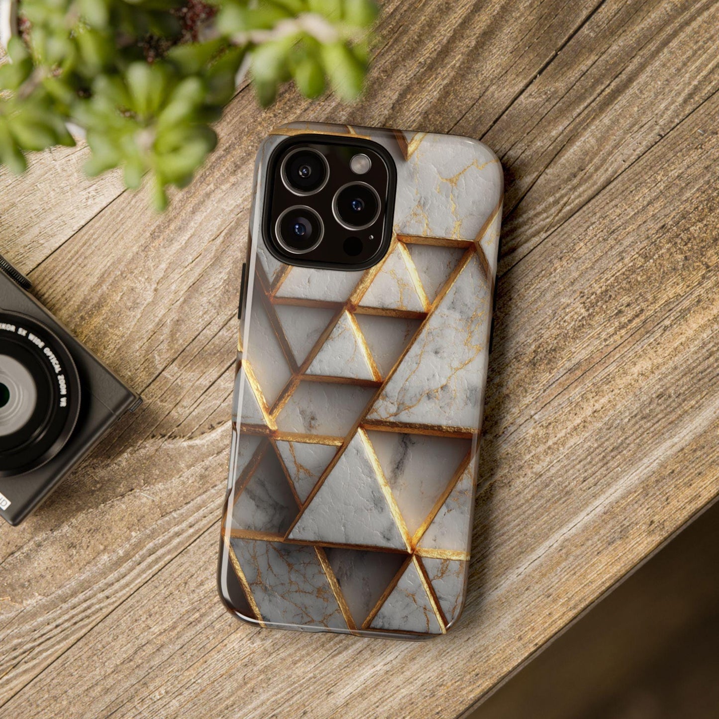 Geometric White Gold Marble