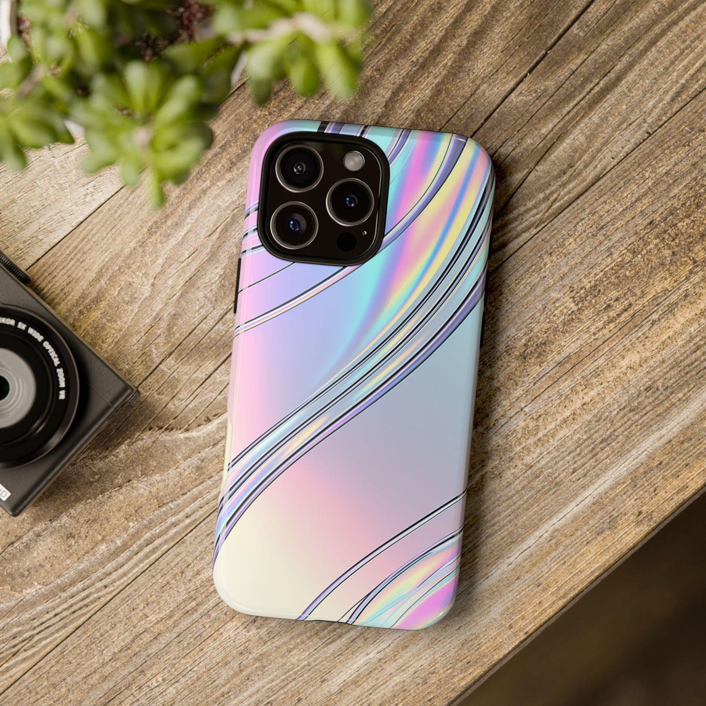 Sleek Iridescent Silver Waves