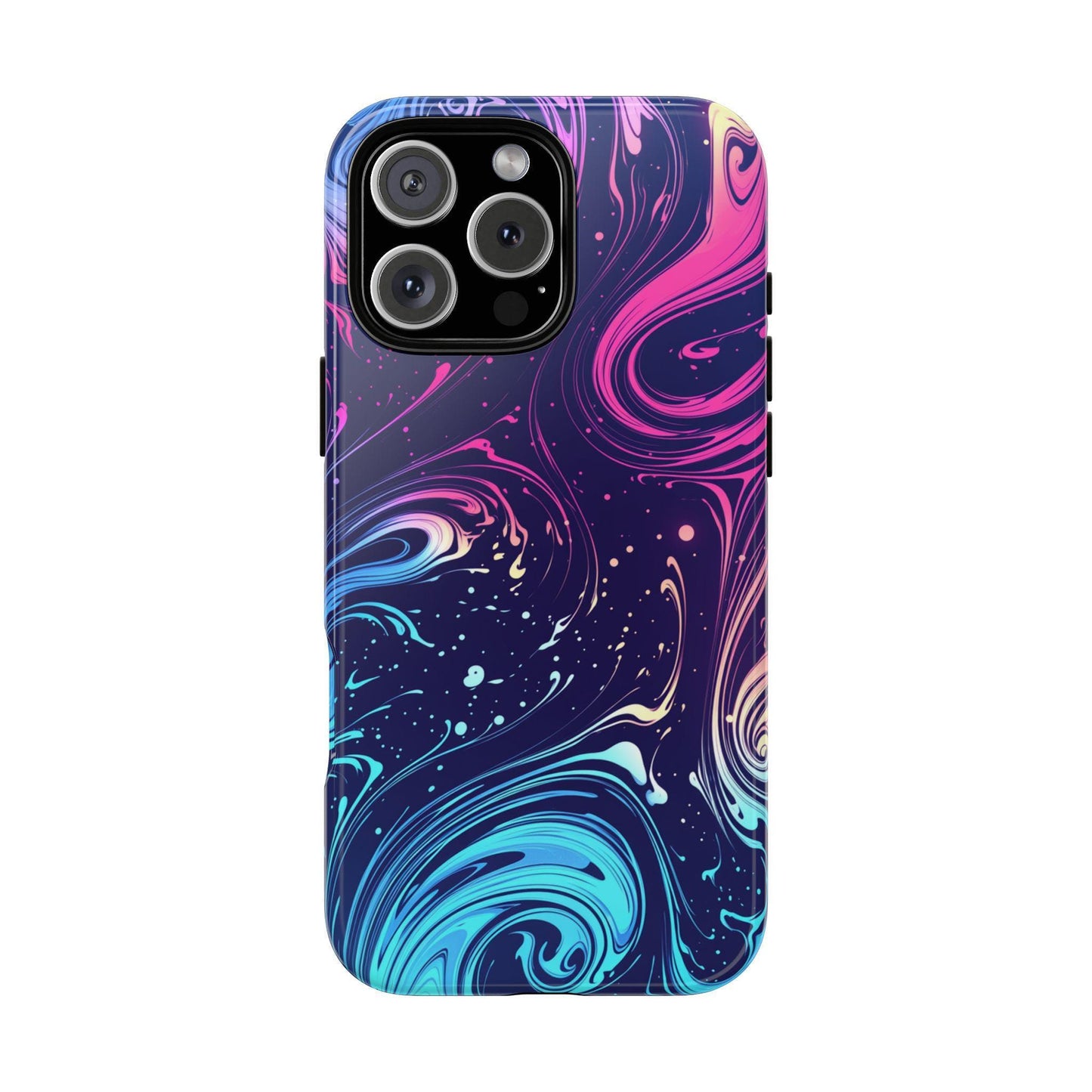 Teal Blue Swirls Neon Liquid