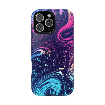Teal Blue Swirls Neon Liquid