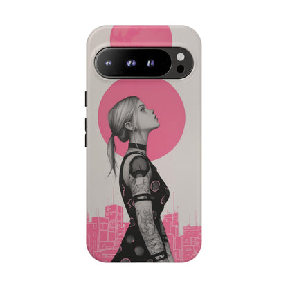 Cyberpunk Pink Neon Girl Portrait