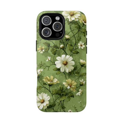 White Floral Green Vines