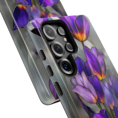 Purple Tulip Flowers Bouquet Stained Glass