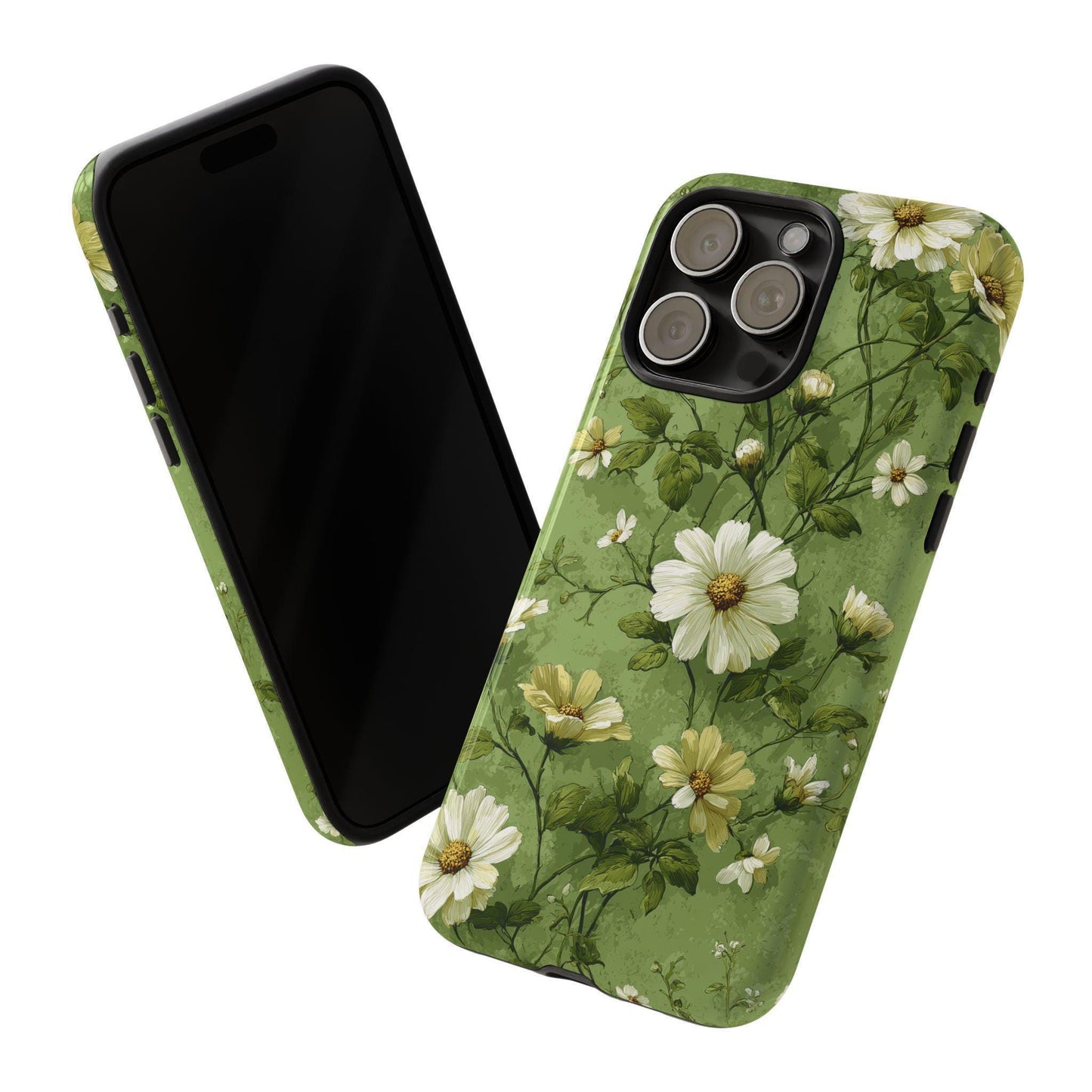 White Floral Green Vines