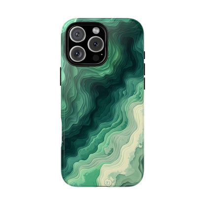 Topographic Green Wave Map Pattern