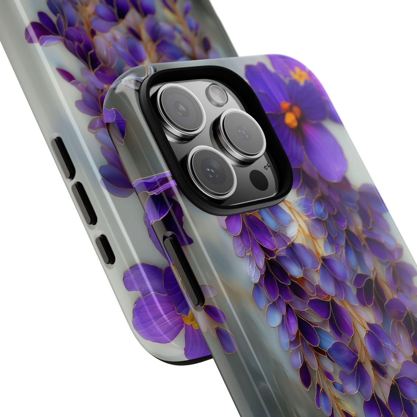 Wisteria Purple Flower Silver Stained Glass