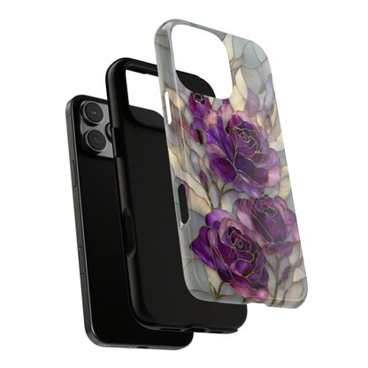 Purple Roses Stained Glass Flower
