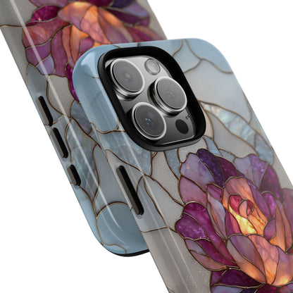 Blooming Rose Flower Silver Stained Glass