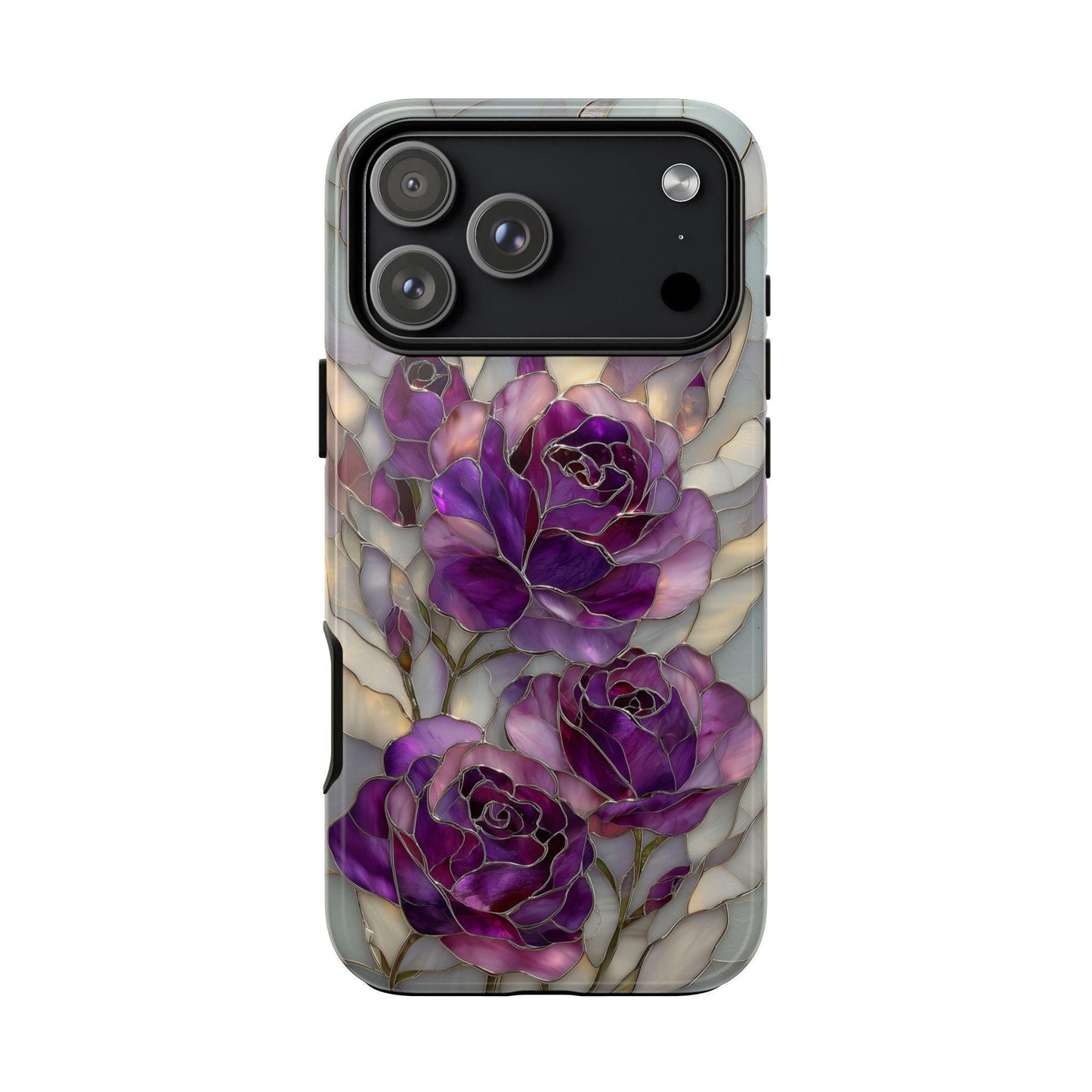 Purple Roses Stained Glass Flower