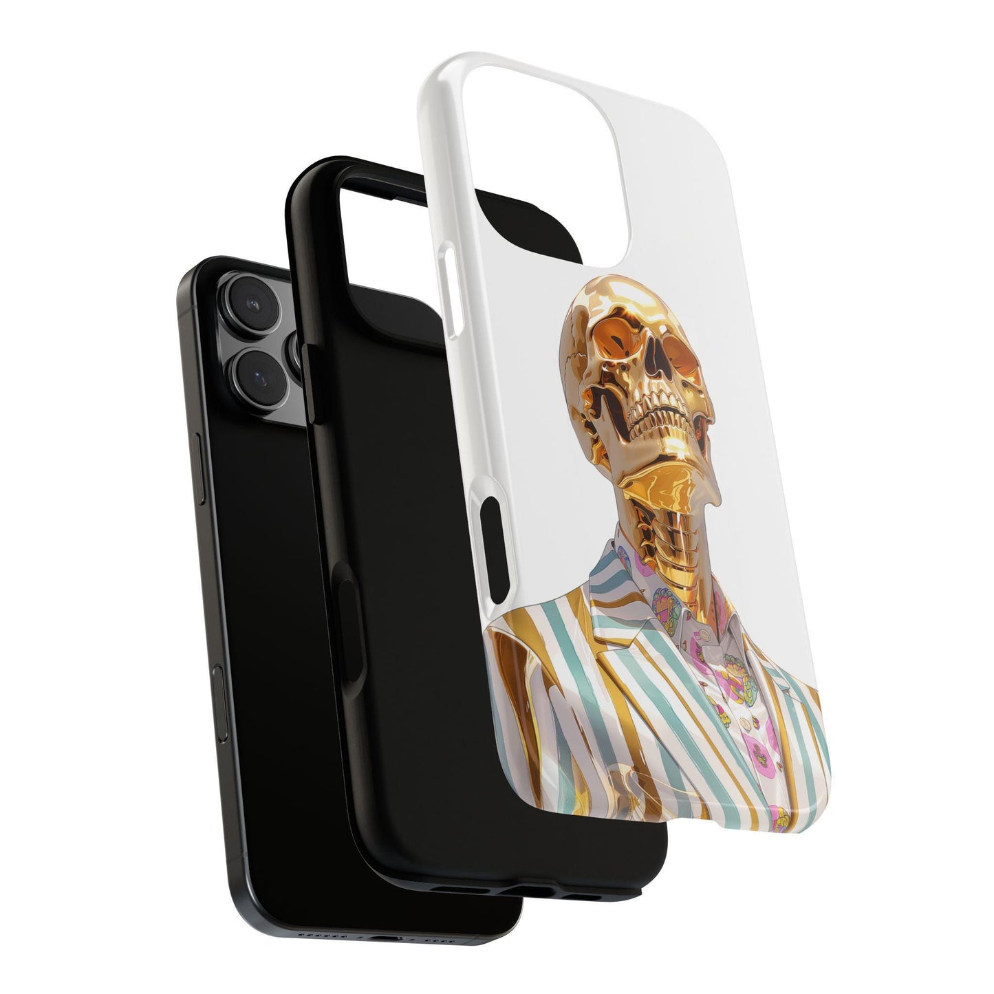 Golden Skeleton Striped Suit Skull