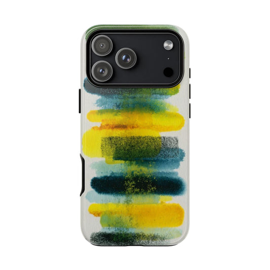 Green Yellow Citron Cascade Brush Strokes